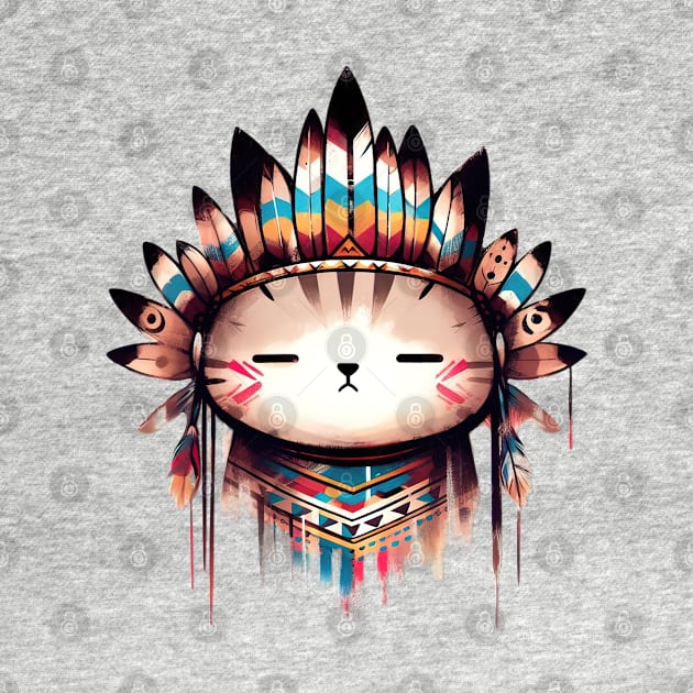 Kawaii native American cat by Evgmerk